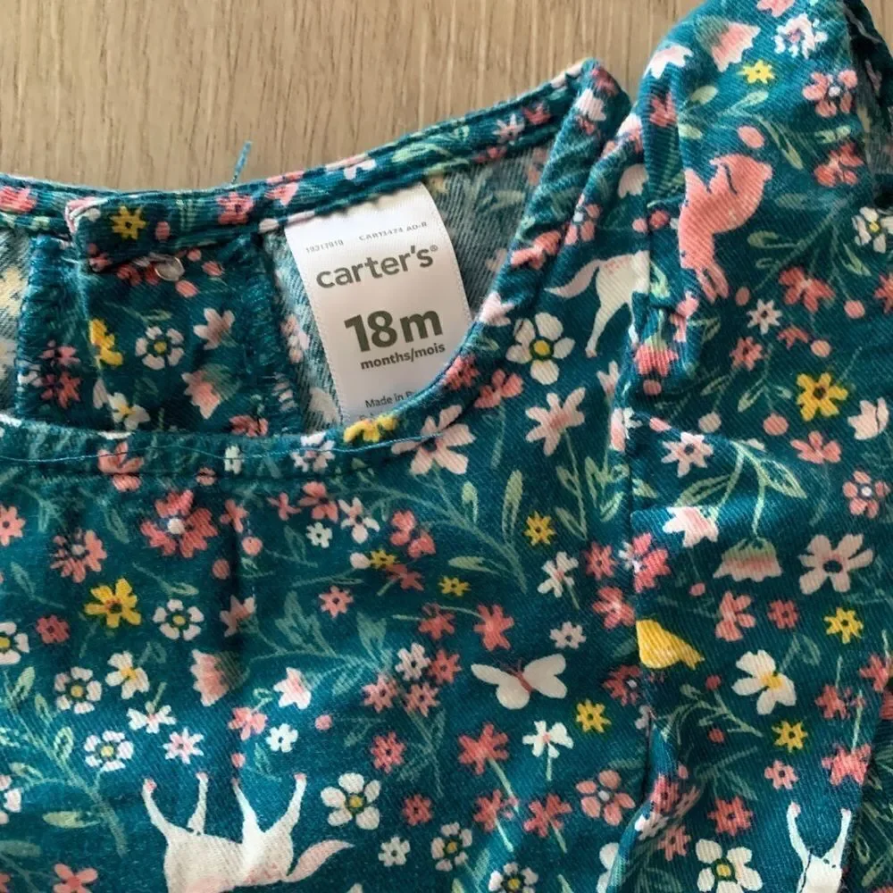 CARTER’s | Teal/Pink | FLORAL SHIRT & CORDUROY PANTS SET